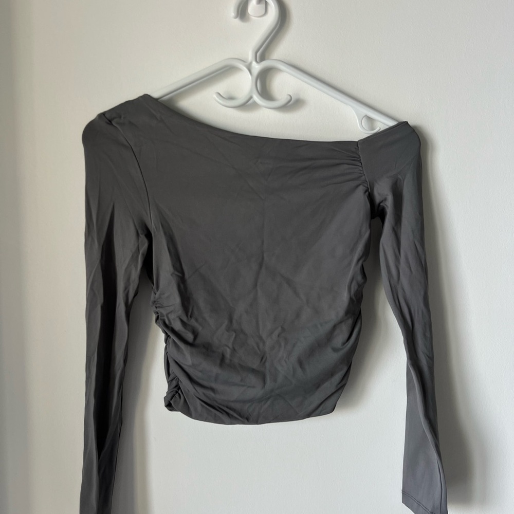 Pull&Bear Charcoal Long Sleeve Top